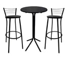 Jogo Mesa Bistrô Aço E Mdf E 2 Banquetas Cozinha Alta Bar
