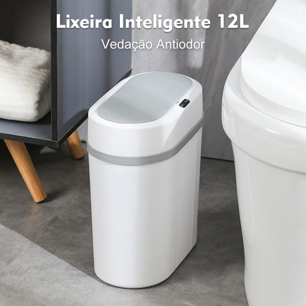 Lixeira Automática 12L – Sem Toque, Sensor Infravermelho e Tampa para Cozinha, Banheiro, Escritório e Quarto