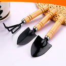 Kit 3 Peças Para Jardinagem Conjunto Mini Ferramentas Madeira Jardim Vaso Planta Horta Cultivo com Ancinho e Pá