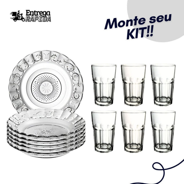 Jogo De Pratos Fundos Aparelho De Jantar Em Vidro 12 Peças