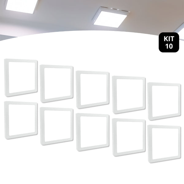 Kit 10 Painel Plafon Led Sobrepor 25w Quadrado Luz Forte
