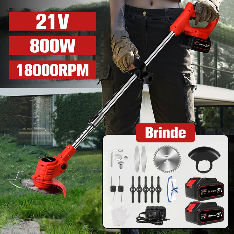 Máquina de Cortar Grama A Bateria Aparador de Grama Elétrico 21V