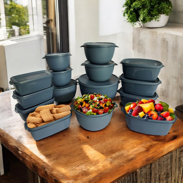 Kit 15 Potes Herméticos de Plástico com Tampa – Empilháveis e Ultra Resistentes para Alimentos