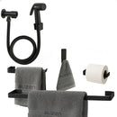 Kit De Banheiro Preto Com Ducha Higiênica - Porta Toalhas