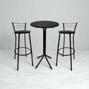 Jogo Mesa Bistrô Aço E Mdf E 2 Banquetas Cozinha Alta Bar
