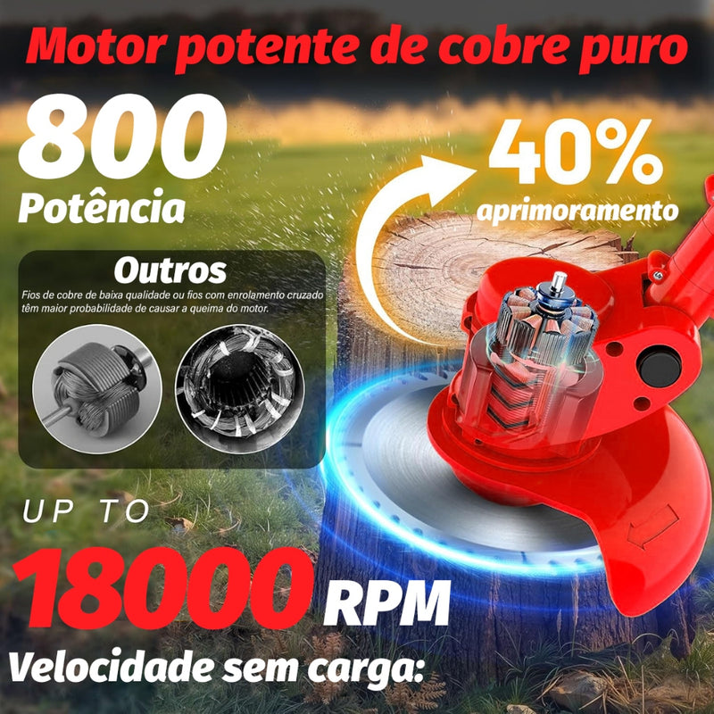 Máquina de Cortar Grama A Bateria Aparador de Grama Elétrico 21V