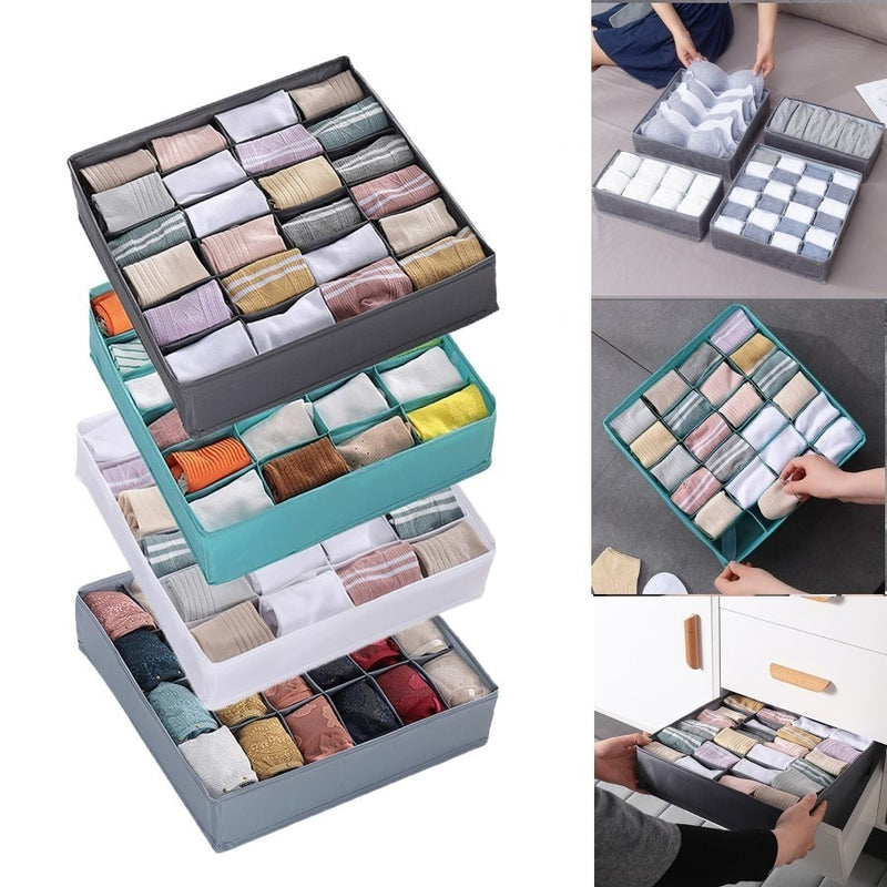 Organizador De Gaveta 33X30X10 24 Ou 12 Ou 6 Divisórias Dobrável Guarda Peças Intimas Sutiã Meias