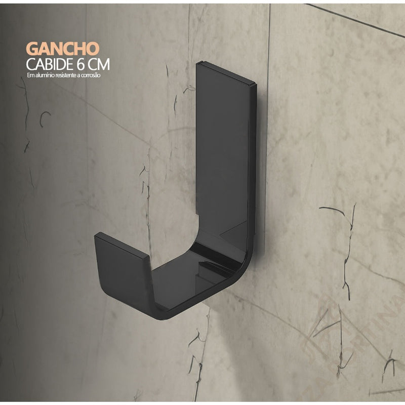 Kit De Banheiro Preto Com Ducha Higiênica - Porta Toalhas