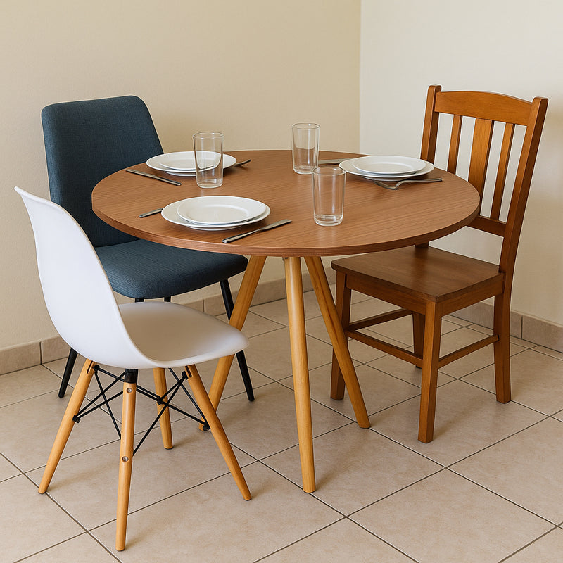 Mesa de jantar 4 lugares de cozinha ou sala redonda