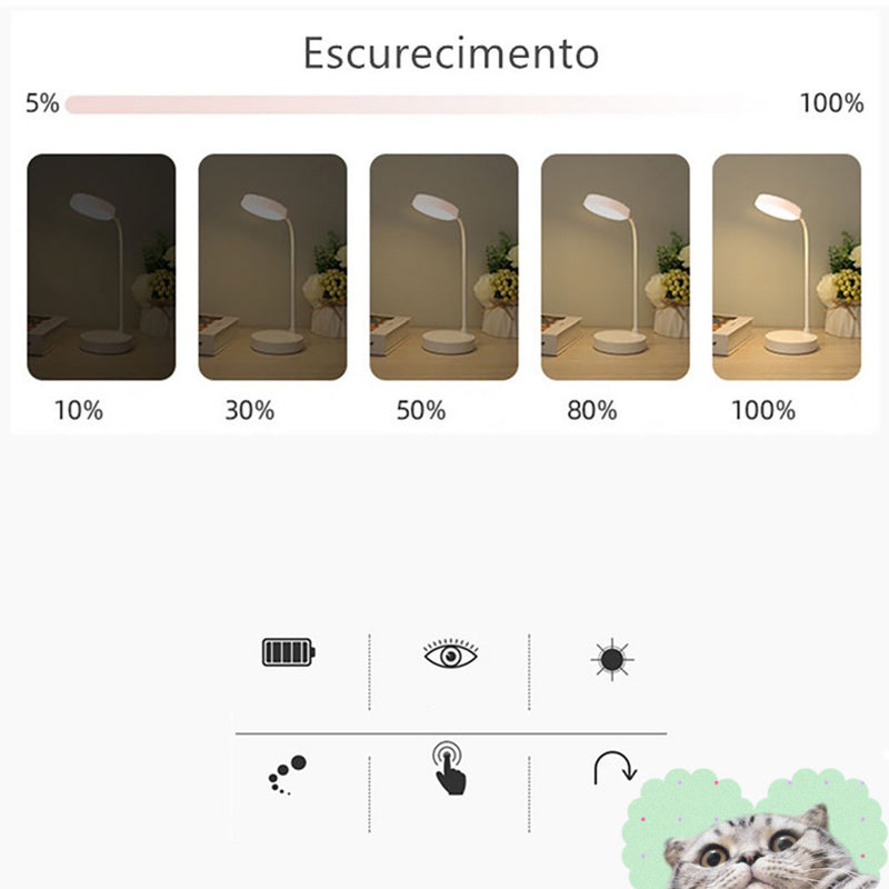 Luminária De Mesa Recarregáveis Led Com Proteção Os Olhos Usb Iluminaria Abajur Lâmpada De Mesa Para Quarto Dormitório