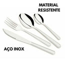 Jogo 48 Peças Talher em Aço Inox 12 Garfos 12 Colheres 12 Facas 12 Colheres Sobremesa Linha Premium
