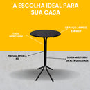 Jogo Mesa Bistrô Aço E Mdf E 2 Banquetas Cozinha Alta Bar