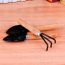 Kit 3 Peças Para Jardinagem Conjunto Mini Ferramentas Madeira Jardim Vaso Planta Horta Cultivo com Ancinho e Pá