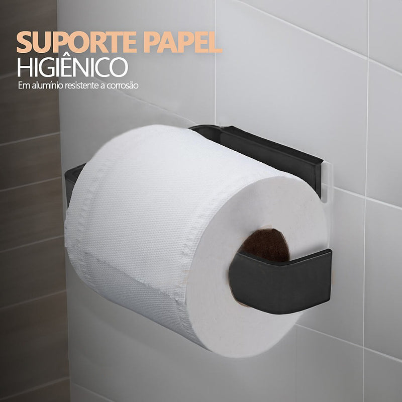 Kit De Banheiro Preto Com Ducha Higiênica - Porta Toalhas