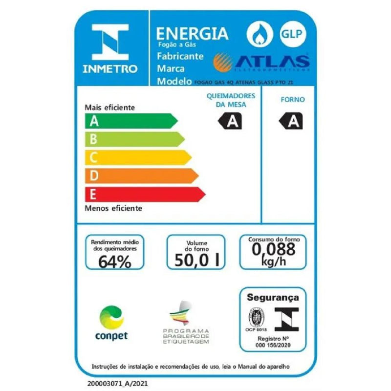 Fogão Atlas 4 Bocas preto