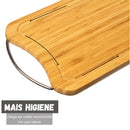 Kit para Churrasco Faca + Garfo + Chaira + Tábua com sulco e Alça de aço 100% Bambu