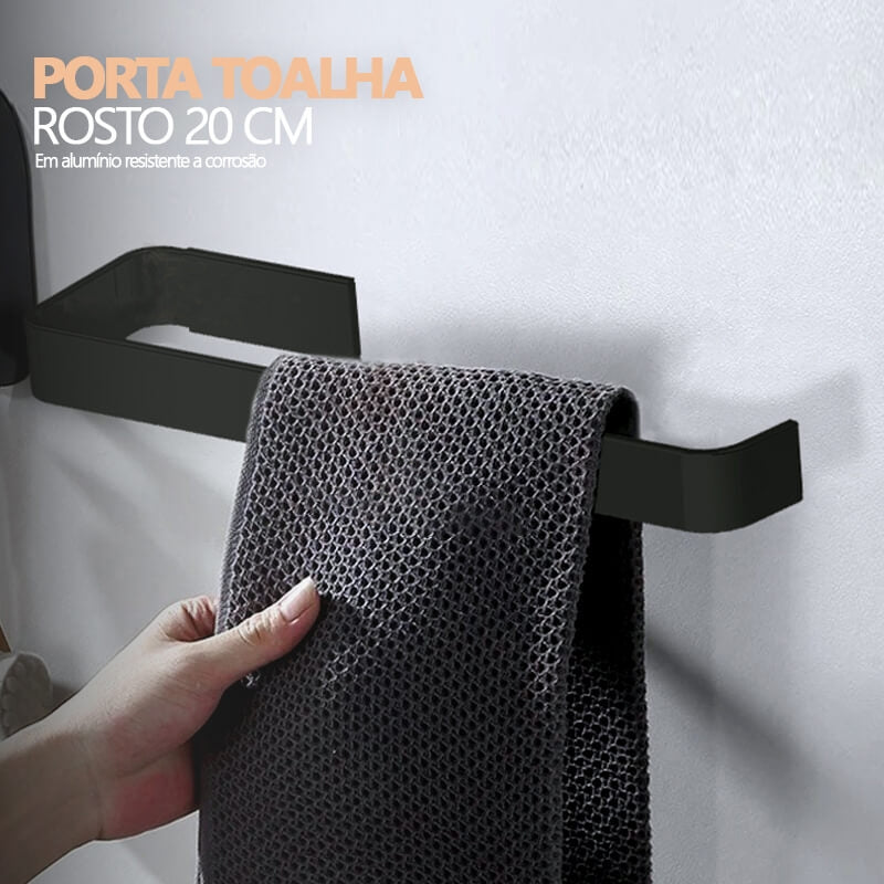 Kit De Banheiro Preto Com Ducha Higiênica - Porta Toalhas